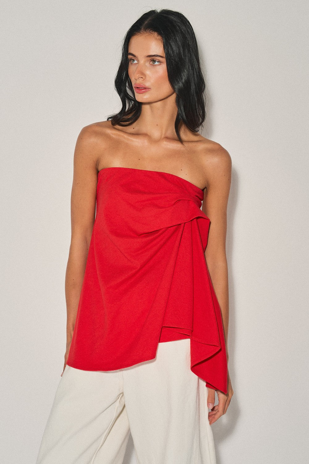 Ladies Knit Pleated Strapless Top
