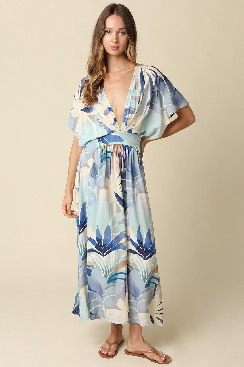 Skye Tropical Print Midi Dress