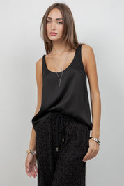 Sleevless Satin Tank Top