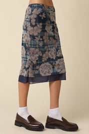 Bella Floral Mesh Midi Skirt