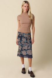 Bella Floral Mesh Midi Skirt