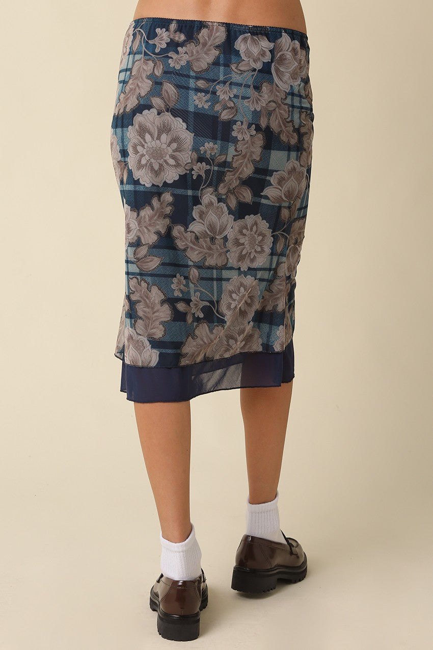 Bella Floral Mesh Midi Skirt
