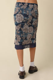 Bella Floral Mesh Midi Skirt