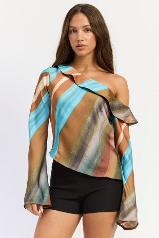 Bias Off Shoulder Asymmetrical Top