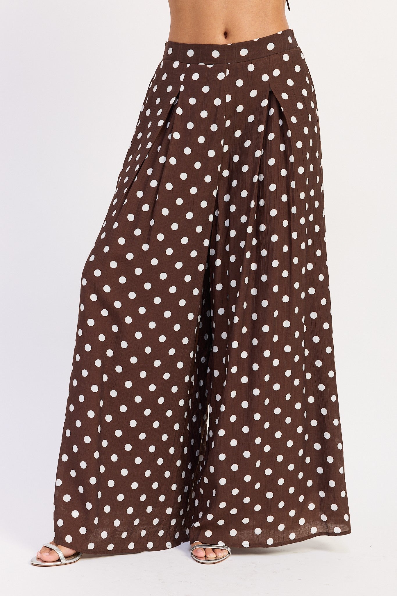 Polka Dot Wide Pants With Front Pleats