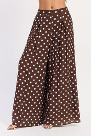 Polka Dot Wide Pants With Front Pleats