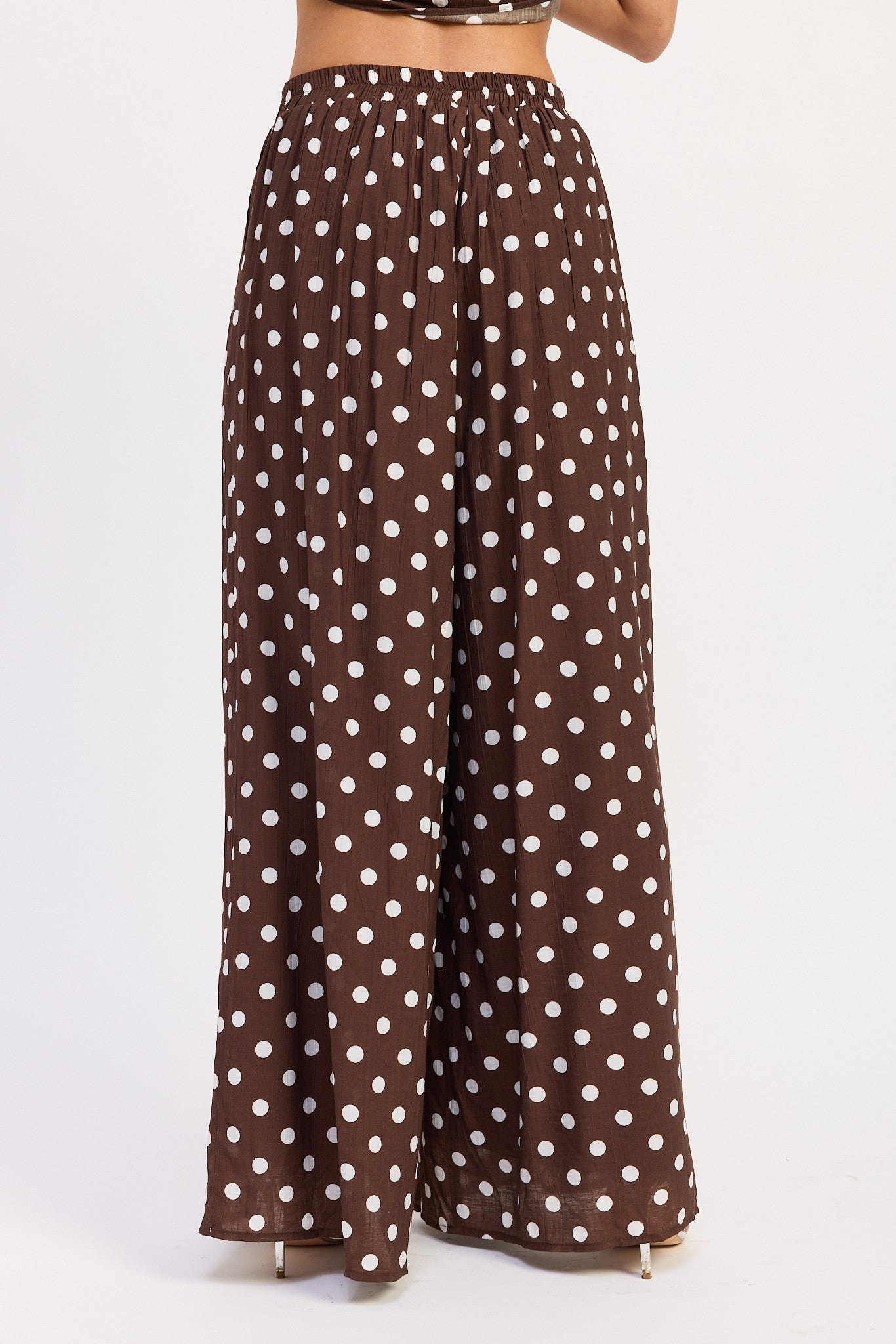 Polka Dot Wide Pants With Front Pleats