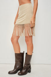 Isla Suede Fringe Mini Skirt