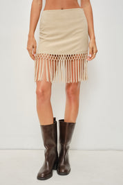 Isla Suede Fringe Mini Skirt