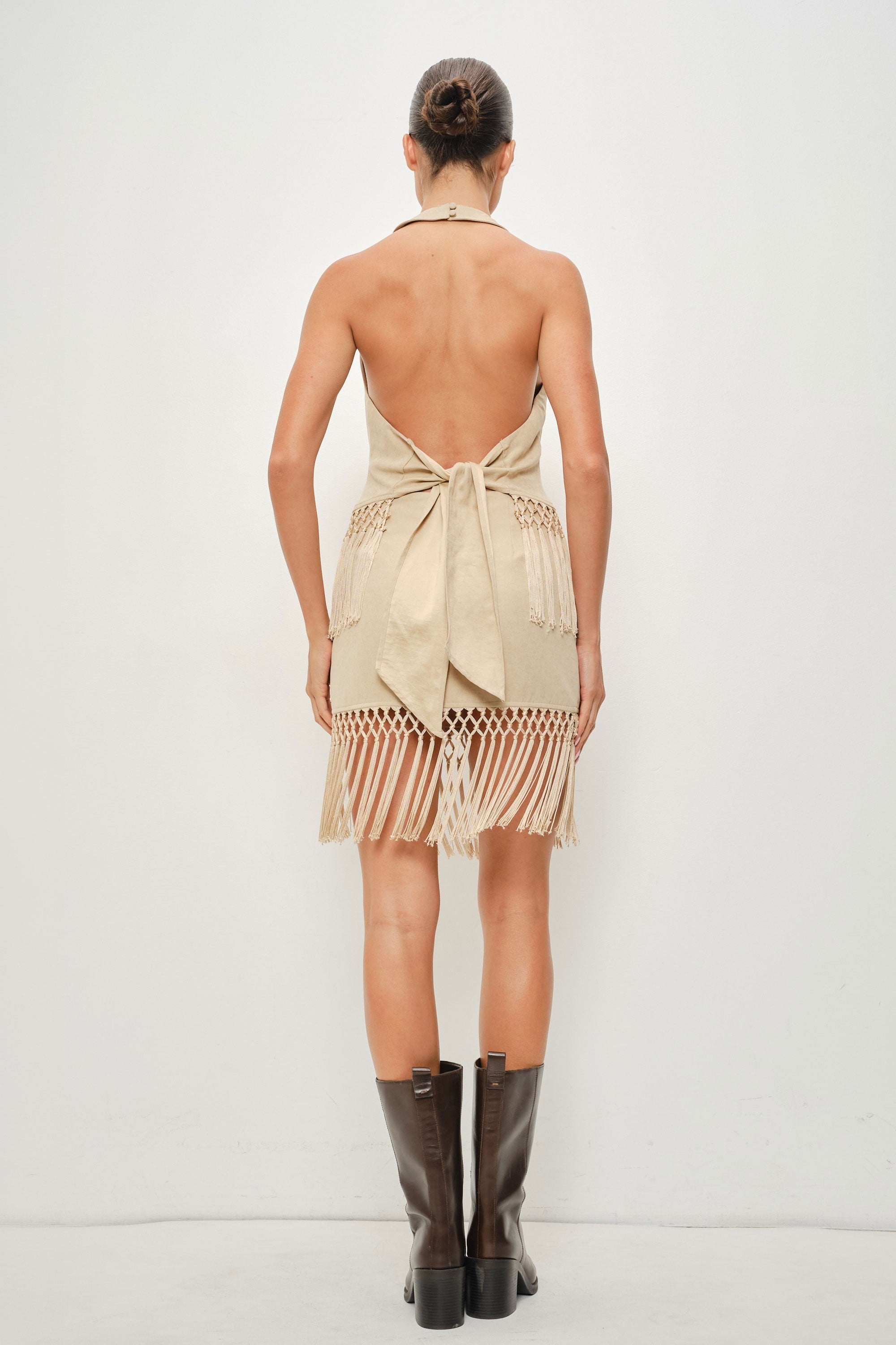 Isla Suede Fringe Halter Top