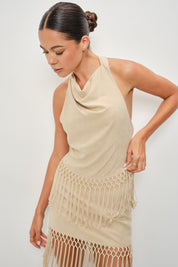 Isla Suede Fringe Halter Top