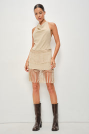 Isla Suede Fringe Halter Top
