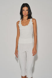 Ladies Knit Lace Trim Tank Top