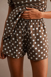 Polka Dot One Shoulder Top And Shorts Set