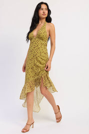 Asymmetrical Halter Chiffon Dress