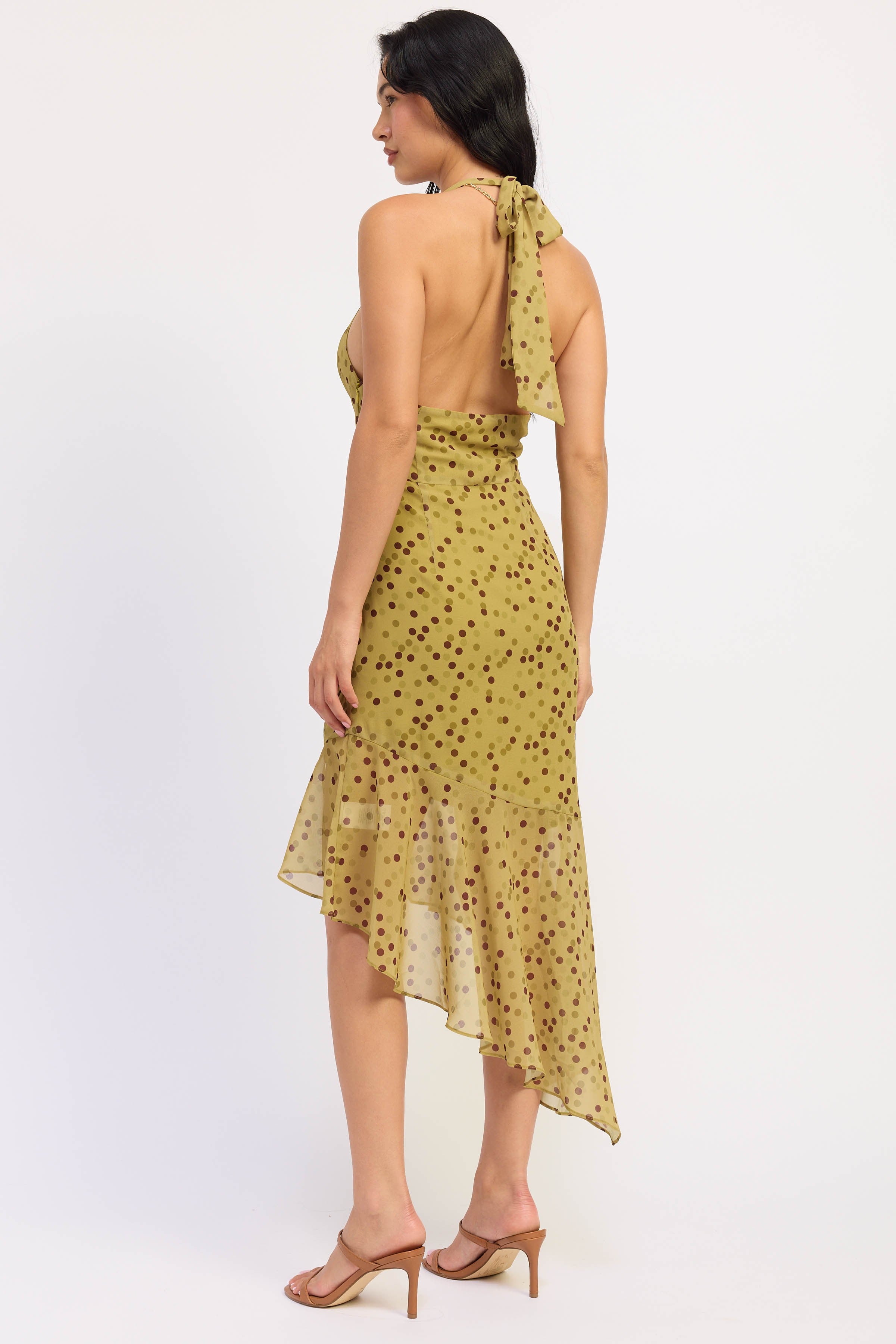 Asymmetrical Halter Chiffon Dress
