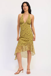 Asymmetrical Halter Chiffon Dress