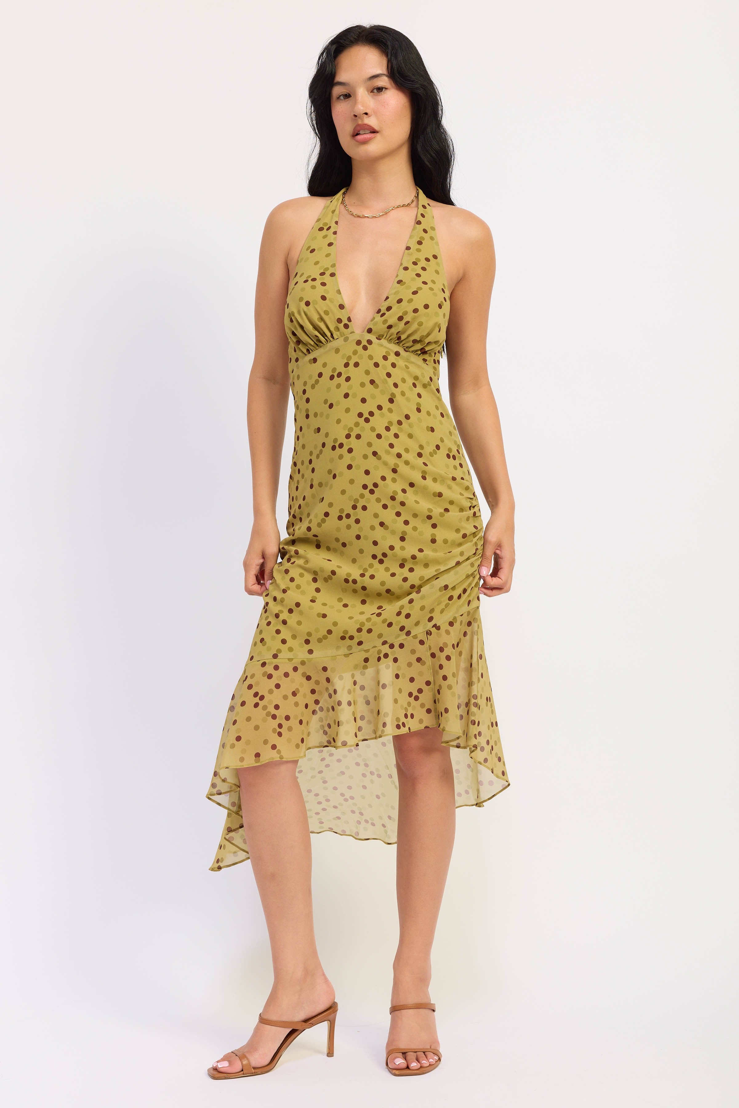 Asymmetrical Halter Chiffon Dress