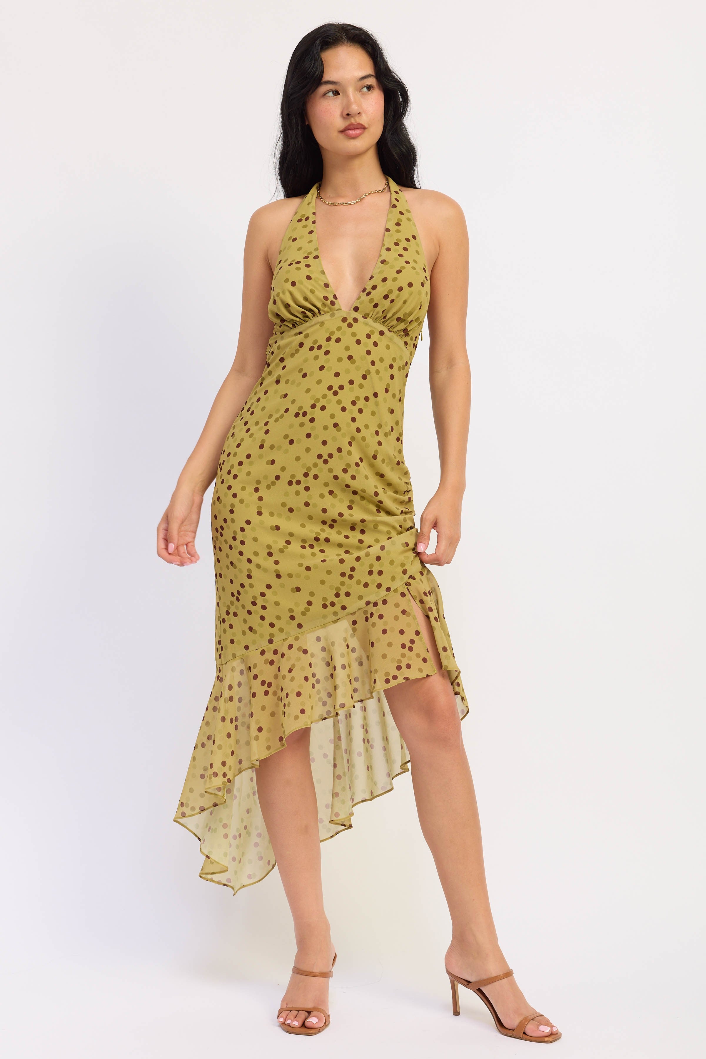 Asymmetrical Halter Chiffon Dress