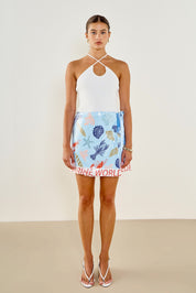 Coastal Print Wrap Skirt