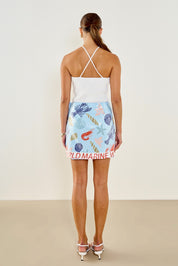 Coastal Print Wrap Skirt
