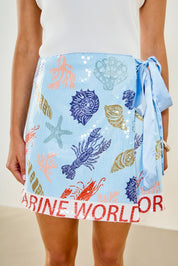 Coastal Print Wrap Skirt