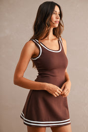 Scuba Sleeveless Contrast Trim Dress With Shorts