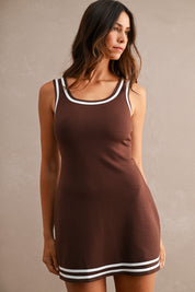 Scuba Sleeveless Contrast Trim Dress With Shorts