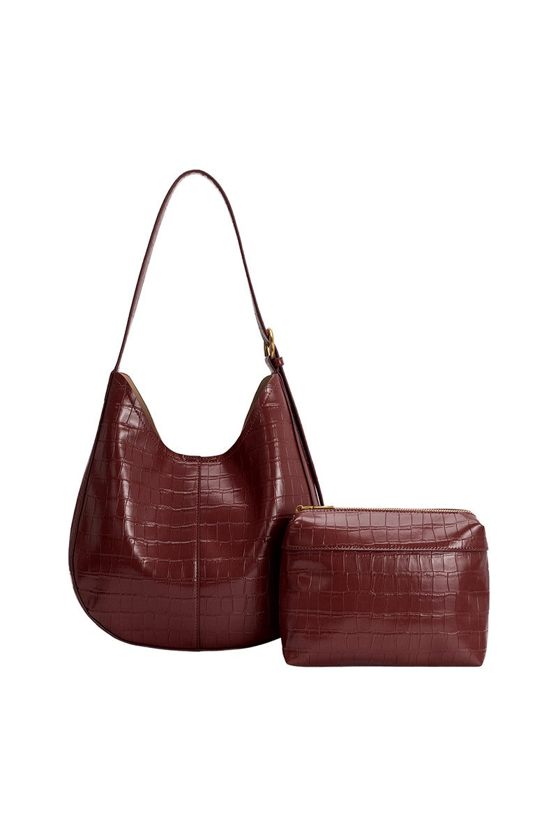Stefanie Burgundy Recycled Vegan Leather Tote Bag