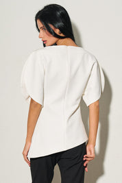 Ladies Woven Balloon Sleeve Top