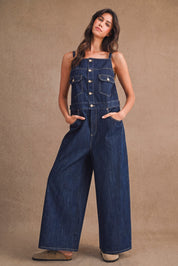 Denim Overall Wide-leg Jumpsuit