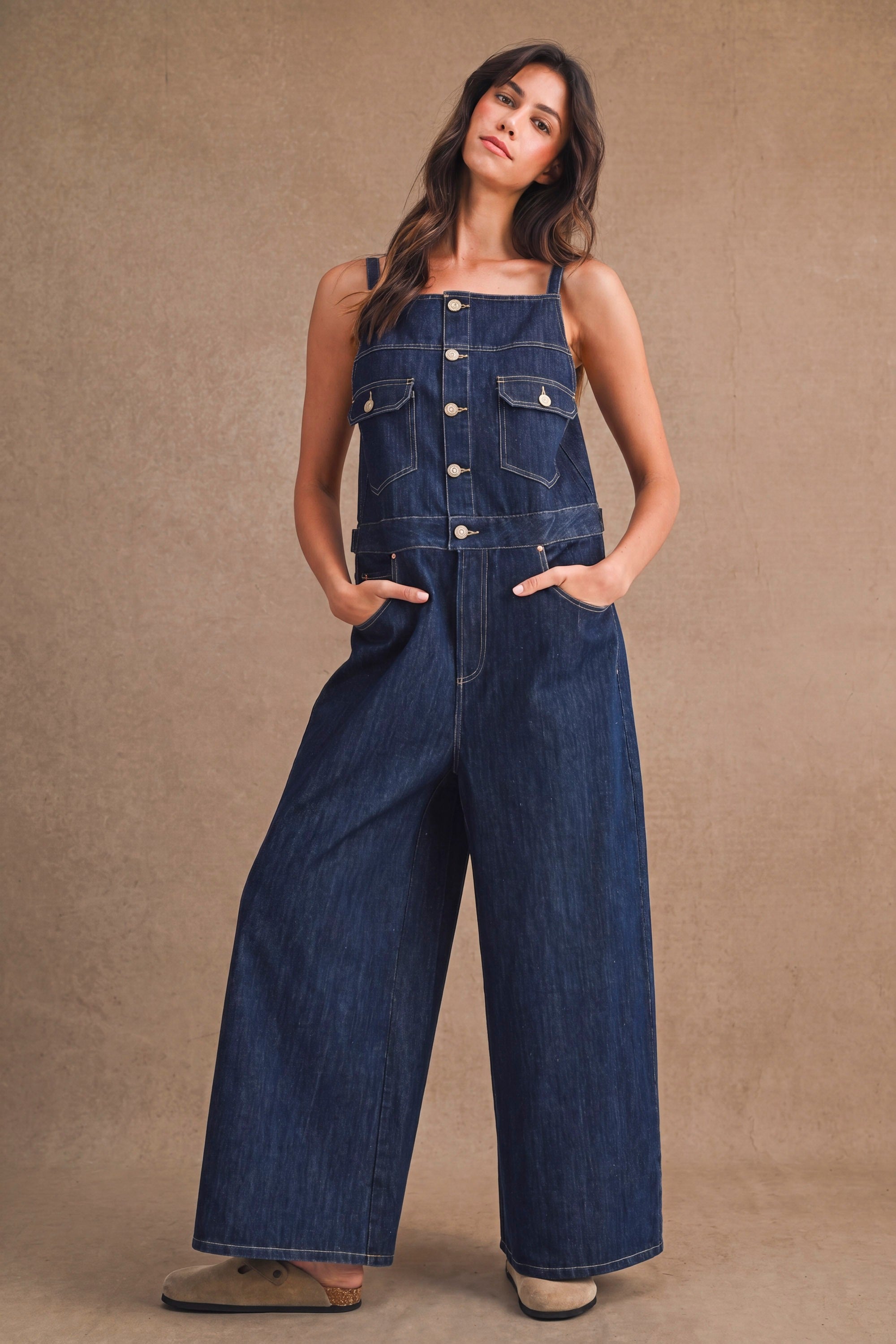 Denim Overall Wide-leg Jumpsuit