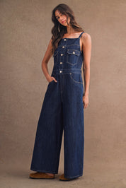 Denim Overall Wide-leg Jumpsuit