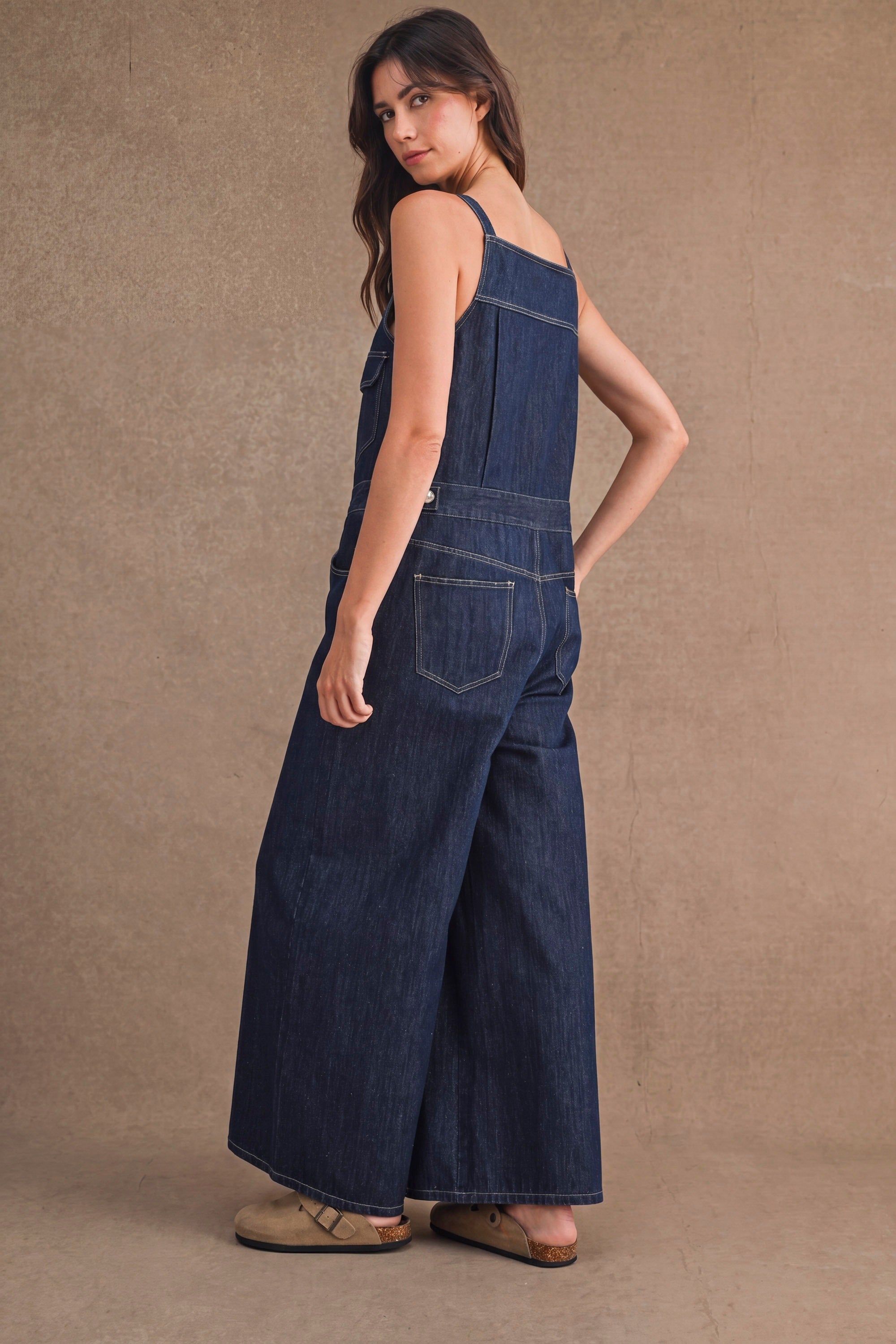 Denim Overall Wide-leg Jumpsuit