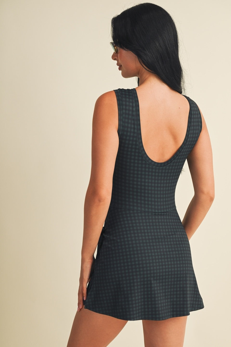 Gingham Print Sleeveless Wrap Tie Front Dress