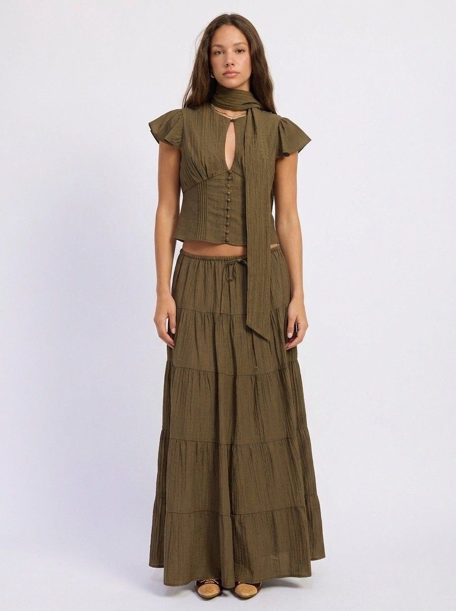 Maxi Ruffle Tiered Skirt