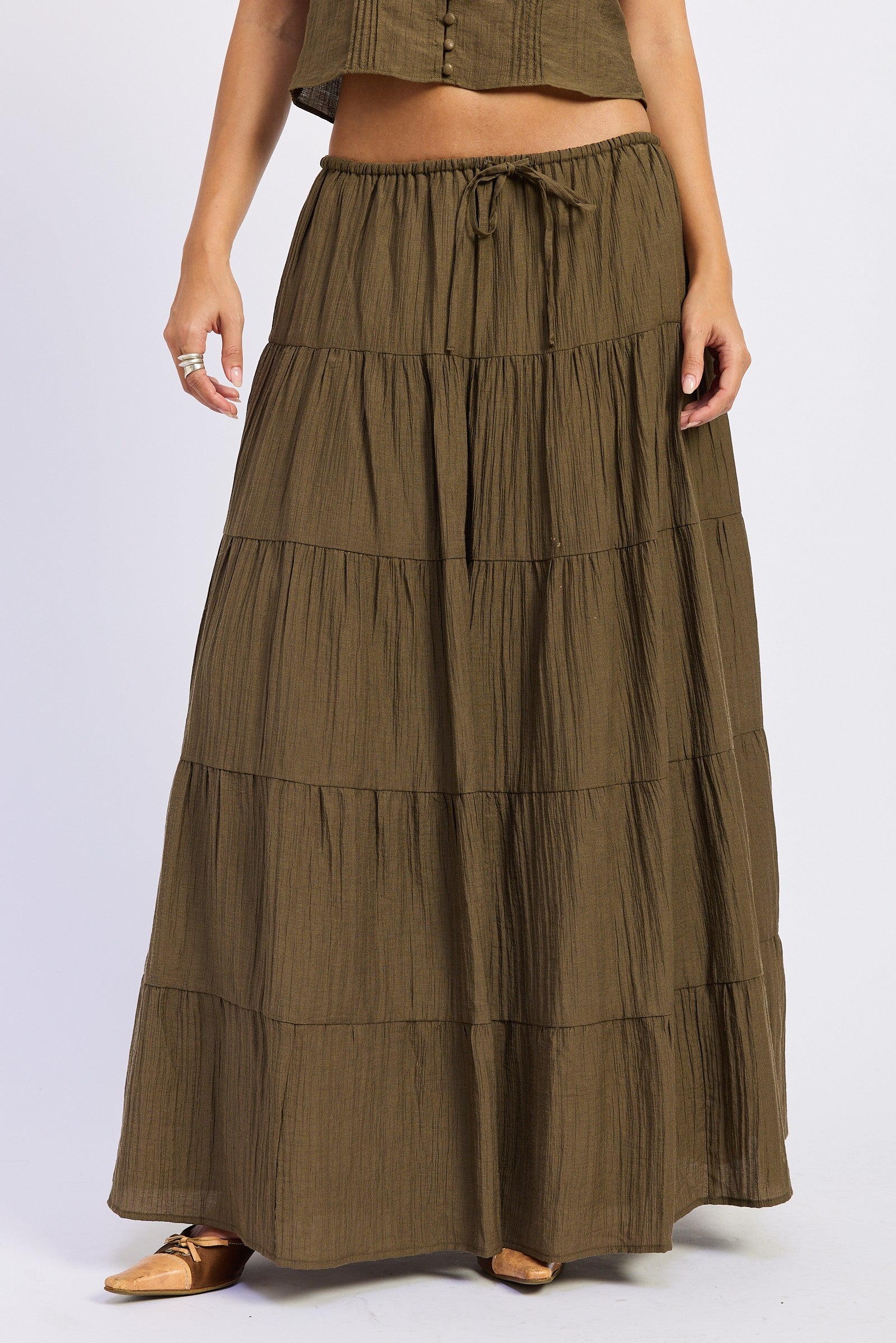 Maxi Ruffle Tiered Skirt
