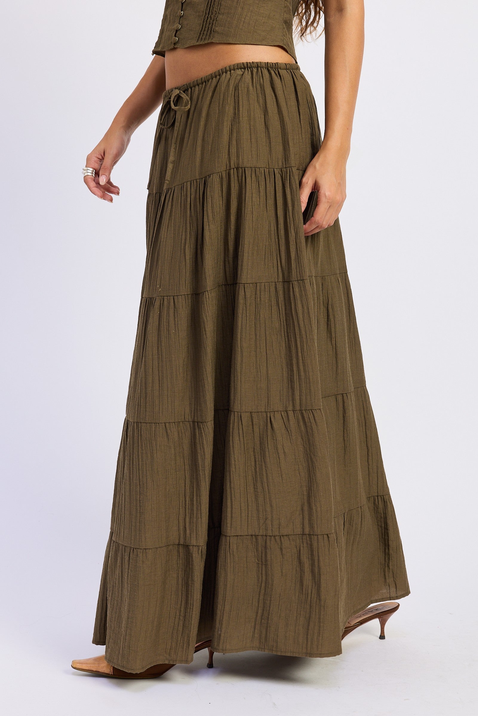 Maxi Ruffle Tiered Skirt