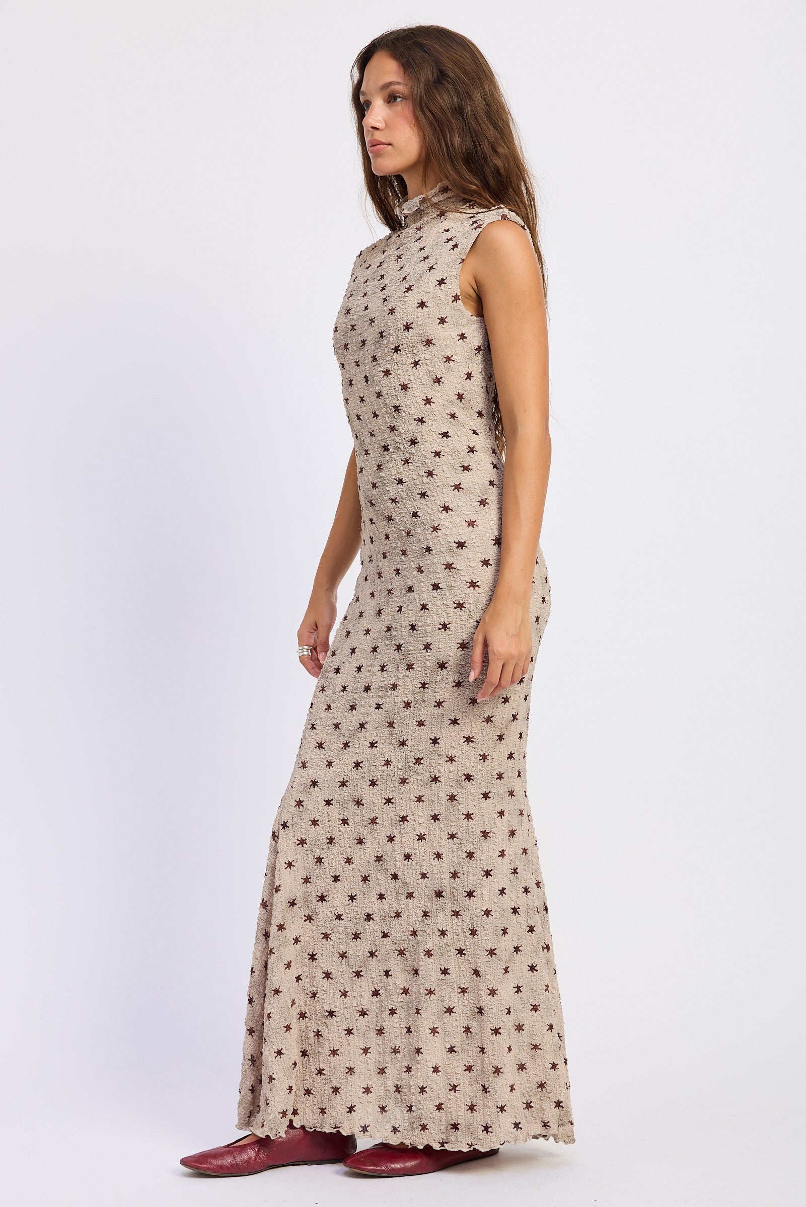 Mock Neck Sleeveless Maxi Dress