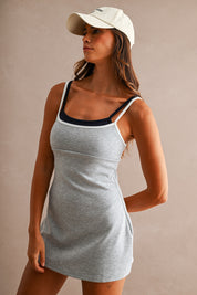Scuba Adjustable Strap Layered Contrast Trim Romper