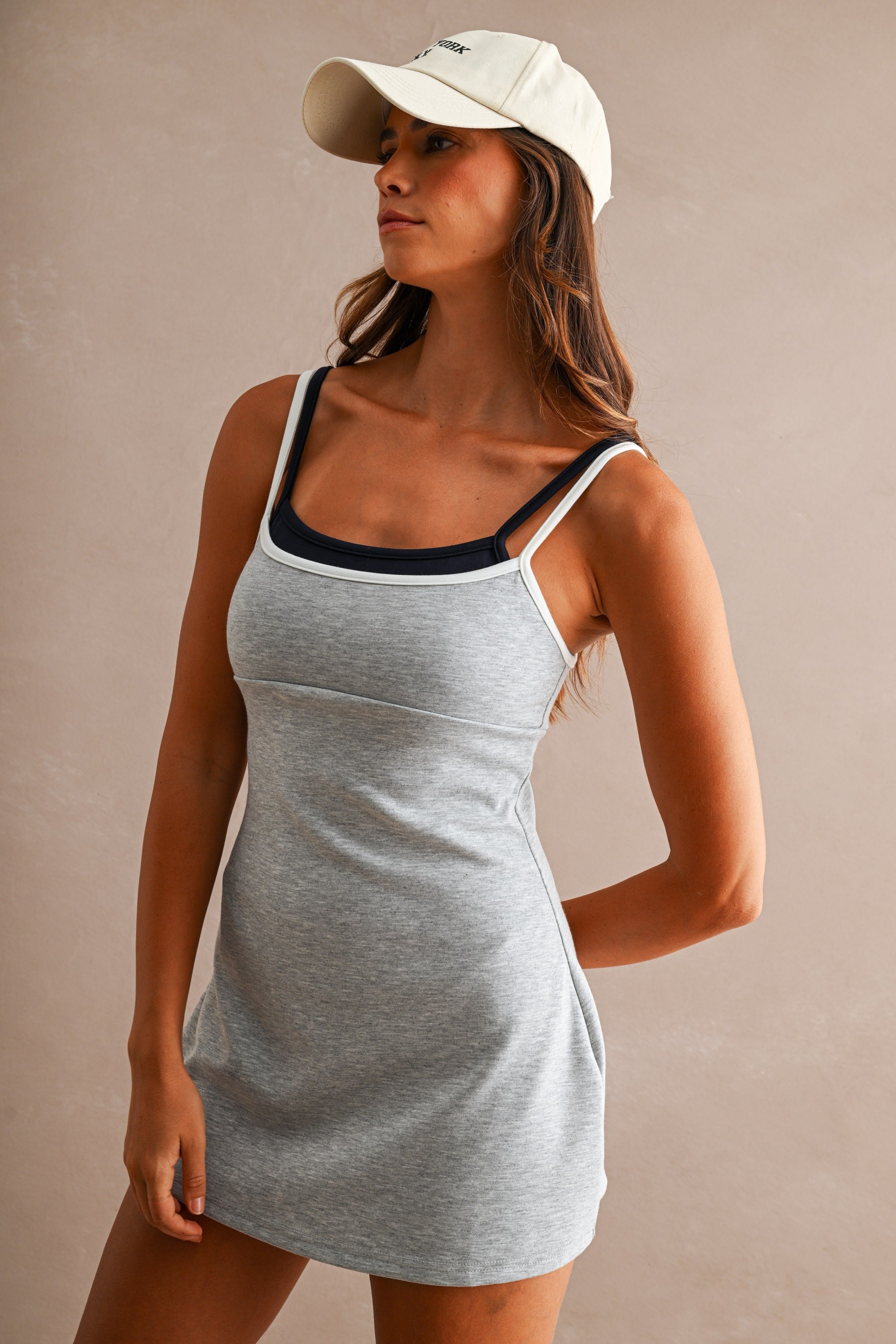 Scuba Adjustable Strap Layered Contrast Trim Romper