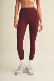 Burgundy Side Contrast Block Legging