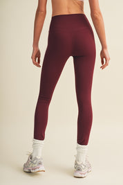 Burgundy Side Contrast Block Legging