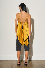 Gold Ladies Woven Satin Back Tie Top