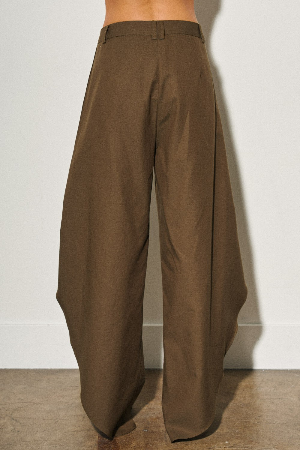 Ladies Woven Linen Side Slit Balloon Pants
