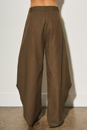Ladies Woven Linen Side Slit Balloon Pants