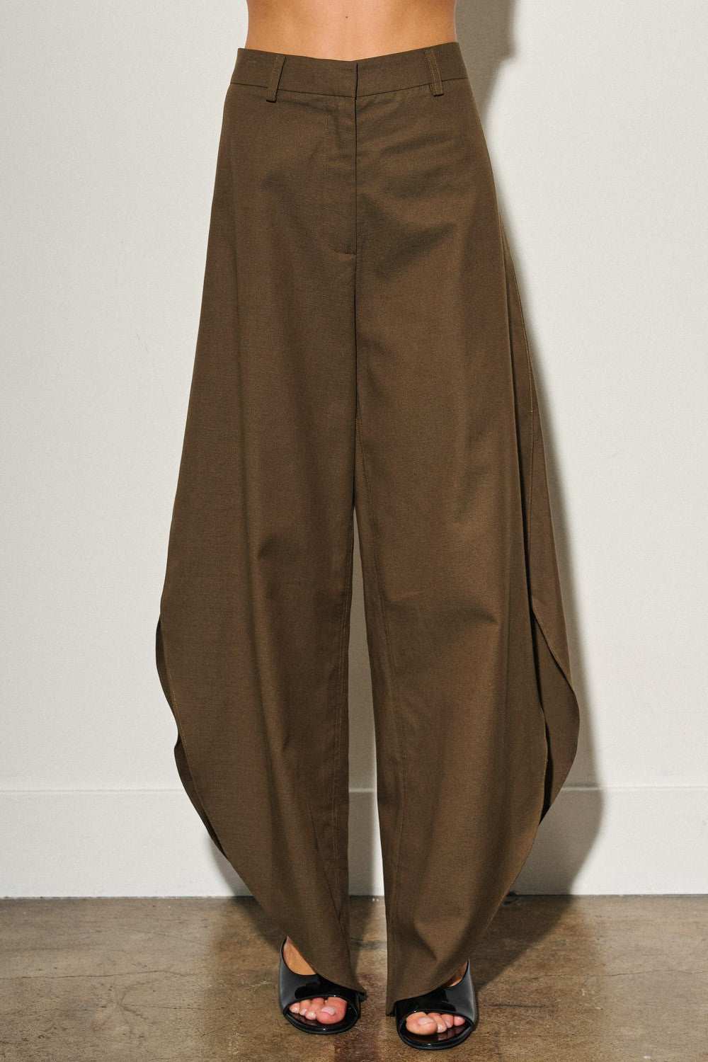 Ladies Woven Linen Side Slit Balloon Pants