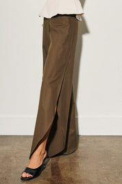 Ladies Woven Linen Side Slit Balloon Pants