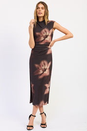 Midi Mesh Orchid Dropped Shoulder Dress