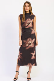 Midi Mesh Orchid Dropped Shoulder Dress
